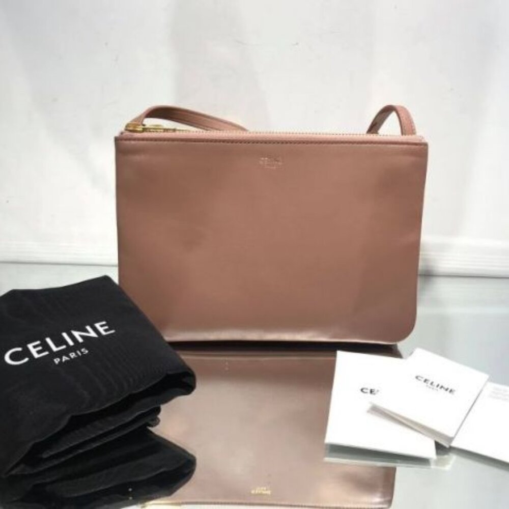 Brand New Authentic Celine Trio Lambskin Small Crossbody Bag
